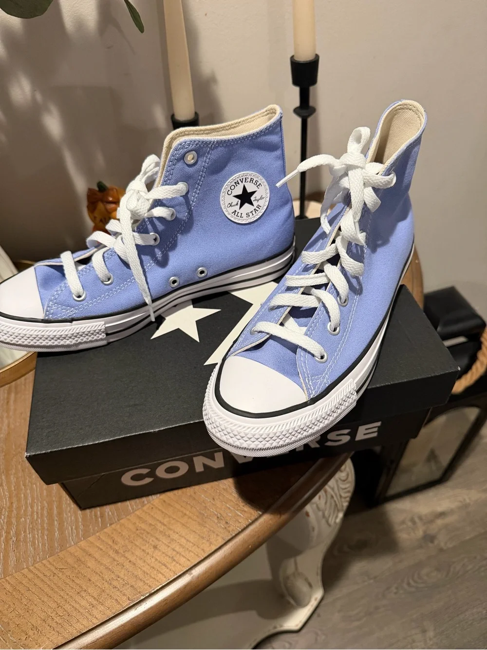Converse Kids' High Top Sneakers - Lavender Blue with White